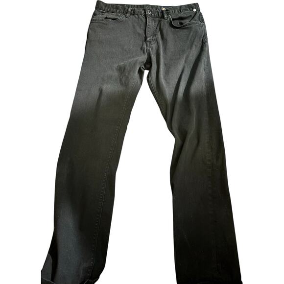 Roark Men's Size 34 Hwy 128 Raw Black Denim Straight 5 Pocket Casual